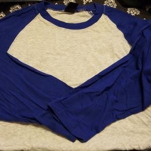 Mens small blue and grey baseball tee